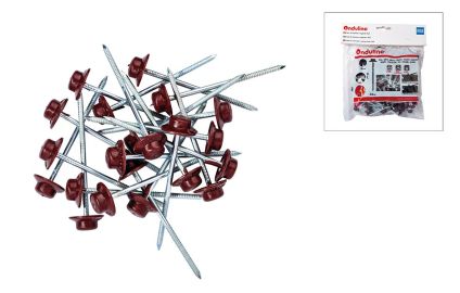 S&oslash;m galvaniseret m/pakning 3 x 65 mm. R&oslash;d